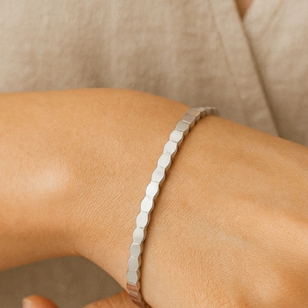 Antian Accessories™ Geometric Stainless Steel Bangle Bracelet